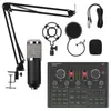 Microfoons Professionele draadloze microfoon Studio Condensor Karaoke Mic V9XPro geluidskaart voor YouTube PC -computertelefoon