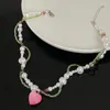 Chaines Super Fairy Pink Love Pearl Girl Collier Light Luxury Design Sense Sweet Cool Summer Candarbone Summer