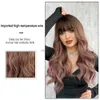Syntetiska peruker rosa brunt ombre peruk kvinnor peruk med lugg lång vågig peruk daglig fest cosplay lolita värmemotentisk syntetiskt naturligt falskt hår HKD230818