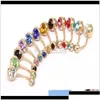 Navelklockknapp ringer rostfritt stål Guldkristall Rhinestone Belly Ring Bar Body Piercing smycken GF6VX KVXON DROP LEVERANS DHSMQ