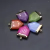 Charms 2 PCS Natural Semi-precious Random Colours Flat Pendant For DIY Jewelry Making Handmade Bracelet Earring Necklace