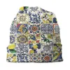 Beretti Abstract Majolica Beanies Cappello a maglia Majolique Italie Tiles Sicilia Lemon Summer Italia Art Brimless SkullCap