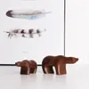 Decorative Figurines Wooden Crafts Animal Polar Bear Statue Sculpture For Home Room Desk Ornaments Gifts People