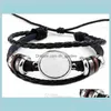 Charm armband mode diy mti lager läder armband armband tom bas passar 20 mm rund po glas cabochon inställning bezel magasin tklmd dro dh1ve