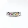 Klusterringar per smycken naturlig verklig färgglad turmalinring 0,25CT 3st Gemstone 925 Sterling Silver Fine Q2041626