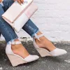 Dress Shoes Women Sandals Vintage Wedge Shoes Woman Buckle Strap Str Thick Bottom Flats Platform Sandals Flock Female Shoes Summer 2021 T230818