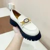2023 Designer Dress Shoes Women Interlocking G Lug sole Platform Loafers Black White womens loafer dress shoe leather thick bottom luxury outdoors sneakers