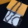 2 Colors Black Silver New Fashion Chain Choker Necklace and Bracelet For Man Woman Unisex Cuba Thick Chain Bangle Designer Jewelry Festival Party Wear Gifts HLVS3