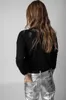 Zadig voltaire 23pulls tricotés ZV star love hot drill pull noir 100 cachemire pull femme