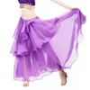 Scene Wear Professional Oregelbundet Belly Dance Chiffon kjol för kvinnor Elegant dansare Hem Practice Rave Dress Clothes Dancewear Outfit