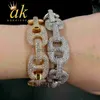 BANGGLE AOKAISHEN ghiacciato numero 8 Bracciale di collegamento cubano per uomini Prong che imposta il vero rame zirconia zirconia hip hop gioielleria J230819