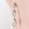 أقراط متدلية Kongmoon 3 Marquise Shape Fire White Fire Opal Silver Plated Jewelry for Women Percing Drop