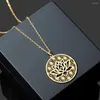 Pendentif Colliers À La Mode Et De Luxe En Métal Disque Lotus Creux En Acier Inoxydable Collier Simple Cadeau Pour Hommes Femmes