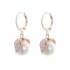 Boucles d'oreilles pendantes DE313 rue série mode exquis cuivre Zircon créatif Faux perle cadeaux pour filles soirée femme bijoux