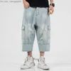 Calça masculina verão novo masculino de jeans vintage capri shorts casuais street tend lase ruture design jeans reto z230819