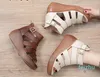 Tastabo Genuine Leather Ladies sandals Openwork flat Set Beach shoes S2618 Brown Apricot color Summer daily sandals Leisure