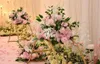 Personnalisé soie rose fleurs artificielles boule centres tête arrangement décor route plomb pour mariage toile de fond table fleur ballZZ
