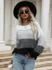 Damestruien Jim Nora Women Crew Neck Color Block Sweater Sweater mode Casual pullover jumper tops vrouwelijke trendy