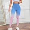 Calças ativas de cintura alta sexy gradiente sem costura leggings de yoga barriga controle booty push up magro para mulher