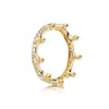 925 Silverkvinnor Fit Pandora Ring Original Heart Crown Fashion Rings Gold Plated Zircon Sparkling Princess Wishbone