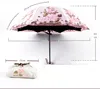 Regenschirme falten Blumen Regenschirm Regen Frauen drei maßgeschneiderte weibliche Werkzeuge einzigartiger Parasol