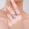 Bande Anneaux S925 Bague En Argent Sterling Luxe Rectangle Imitation Diamant Bague Femmes ins Net Rouge Argent Bijoux J230819