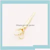Hair Clips Barrettes Jewelry Fashion Women Vintage Brief Gold Plated Alloy Scissor Wholesale Drop 53Bgw J5Sez Delivery Hairjewelry Dhecu