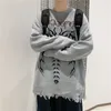 Herrtröjor y2k gotiska kläder skelett herr streetwear harajuku stil mode emo tröja kabel stickad tröja mäns pullover fall tröja 230815