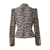 B1017 Leopardenmusterjacke für Frauen High-End French Light Luxury Göttin im Stil Schlanker kurzer Blazer Top