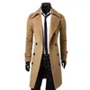 Mens Wool Blends Double Breasted Trench Coat Blend High Quality Brand Fashion Casual Slim Fit Solid Color Male Jacket 230818