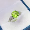 Clusterringe Natural Real Green Peridot Round Love Heart Ring 9 9mm 3.5ct Edelstein 925 Sterling Silber Fine Juwely Frauen x22396