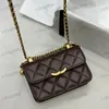 Designer Womens Mini Shoulder Bag Classic Brown Leather Diamond Gold Hardware Metal C Button Luxury Tote Matelasse Crossbody Påsar Underarm Purse Sacoche 14x9x3cm