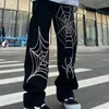 Jeans pour hommes American High Street Pants In Fashion Black Winter Print Design Feeling Small Loose Wide Leg