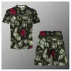 Trechos de traje de verão Terno de verão Casual T-shirt Praia shorts O-J-GELHO 2 Peças Tamanho asiático XXS-6XL