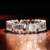 Unique Baguette Cut Eternity Wedding Band Def Vvs Moissanite Silver 10k 14k 18k Gold Diamond Ring Bijoux personnalisés