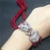 Ketens dames mode luipaardhoofd sluiting diy accessoire rood glas kristallen ketting welkom aangepaste kleuren sieraden