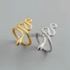 Bandringen JZ1030 Gepersonaliseerde mode Golden Snake S925 Silver Ring Unisex overdreven openingsring J230819