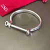 Bangle Best Selling European and American Original Fashion Electroplating 925 Silver 14 K Gold Lock Design Bracelet Jewelry Gift J230819