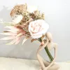 Decorative Flowers Luxury Artificial Peony Rose Pampas Eucalyptus Hybrid Bouquet Wedding Home Christmas Autumn Decoration Valentine's Gift