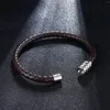 Länkarmband haoyi klassiska herrläder armband rostfritt stål magnetiskt lås 6mm mode enkelt flerfärgade vävda smycken gåva