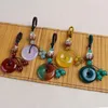 Porte-clés WEIYU naturel Agates pierre pendentif rond sculpté à la main Lotus porte-clés porte-clés pour femmes sacs de voiture accessoires