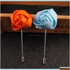 Pins брошы классическая ткань ручной работы розовая цветочная брошь Boutonniere Long Stick для мужчин Женская одежда Аксессуары для вечеринки CWPTU PINS 5T DHY6T