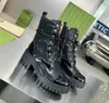 Designer Martin Boots Winter Fashion Black enkel Biker platform Flats gevecht laarzen lage hiel veter bootjes lederen ketting logo buckle dames luxe laarzen