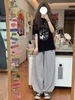 Damesbroeken S Wide Leg Pant Baggy Summer Sporty Comfortabele studenten Unisex Chic Simple Full Length Harajuku Koreaanse modekleding 230818