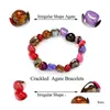 Bedelarmbanden drop levering 2021 10-12 mm gebarsten agaat irregar vorm natuursteen colorf kralen armband 7 chakra's genston veel geluk dhyst