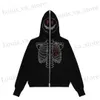 Funny Mens Hoodies Sweatshirts Spider Diamond Print Jacket Coat Zip Cardigan Y2K Gothic Style Clothing Hip Hop Streetwear T230819