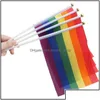 Bannière Drapeaux Fournitures De Fête Festive Maison Jardin Lgbt Gay Pride Petit Drapeau National 14X21Cm Arc-En-Ciel Main Voiture Geminbow Agitant Bisexuel Otol5