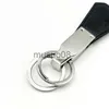 Andra modetillbehör MB Keychain Black Double Layer Läder Precision Stål Automotive Luxury Car Key Chain J230819