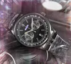 Sous Cadran Travail ICE Out Hip Hop Hommes Chronomètre Montres En Cuir En Acier Inoxydable Ceinture Mouvement À Quartz Horloge Super Lumineux Ensemble Lumieux Auger Montre Prix De Gros Cadeaux