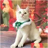 Dog Collars Leashes Christmas Pet Cat Knitted Collar Scarf Hat Adjustable Neck Strap Grooming Accessories Decoration Supplies Drop D Dhqau